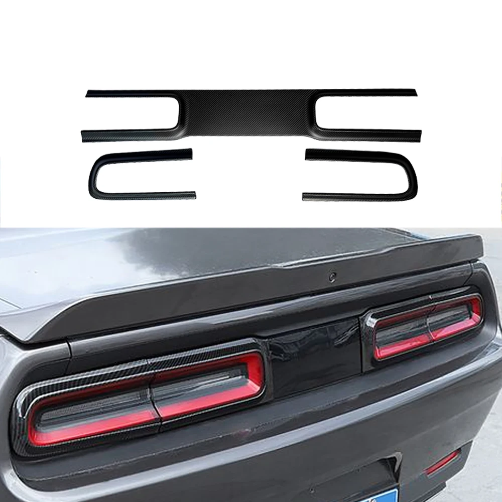 Matte Carbon Fiber Challenger Rear Tail Light Lamp Rear Lamp Decor Frame Cover Trim For Dodge Challenger 2015up