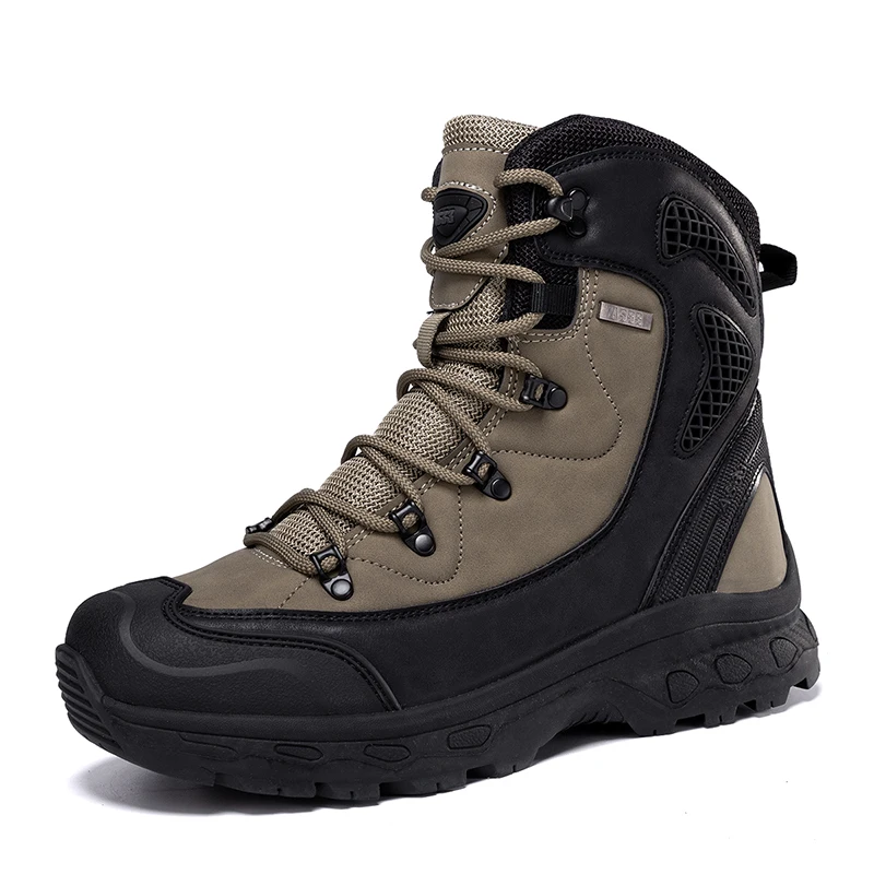 New Men High Top Mountaineering Boots Breathable Anti Collision Anti Slip Large Size Outdoor Training Hiking Boots