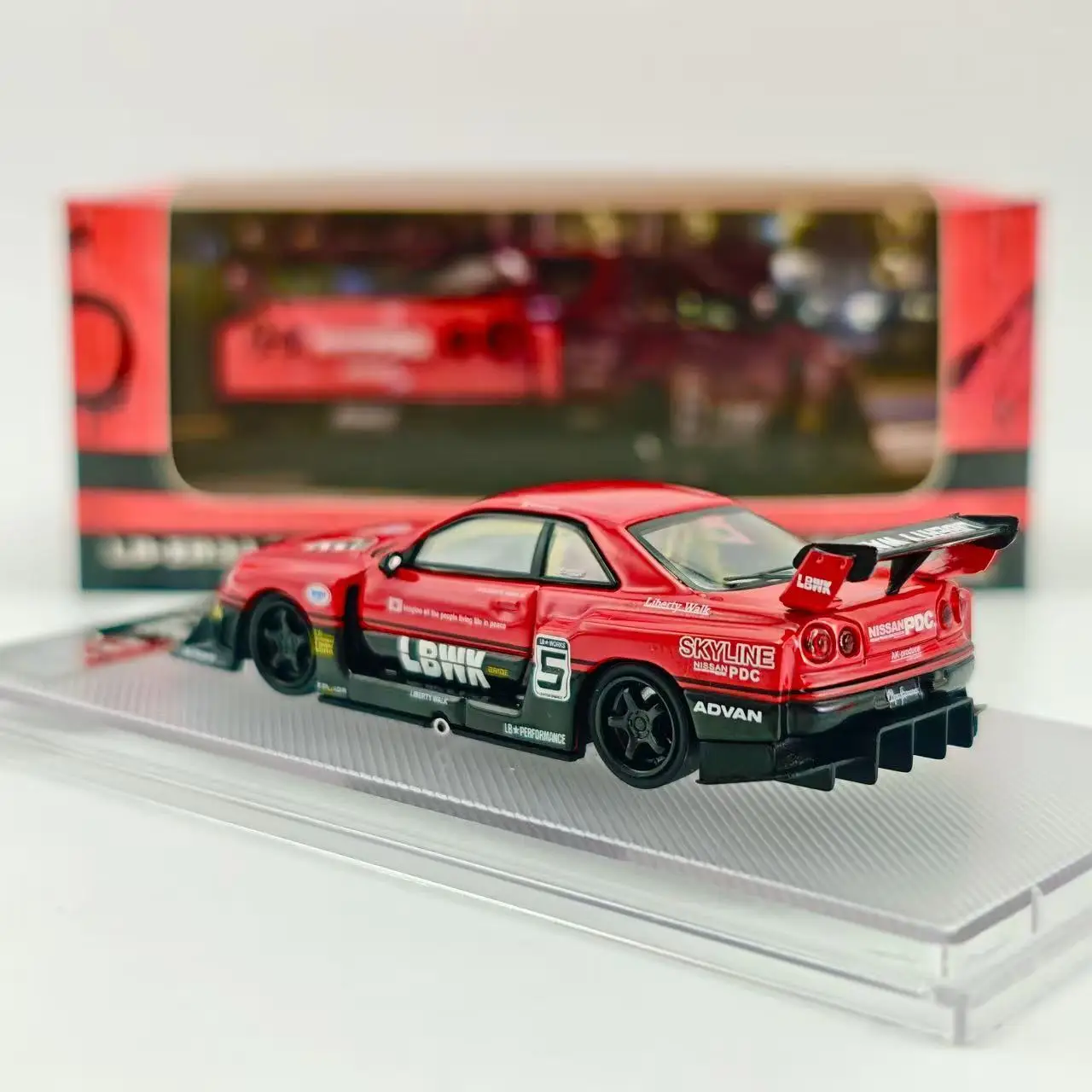 Modelo de prisma 1:64 Nissan Skyline LBWK ER34 modelo de coche de aleación súper silueta