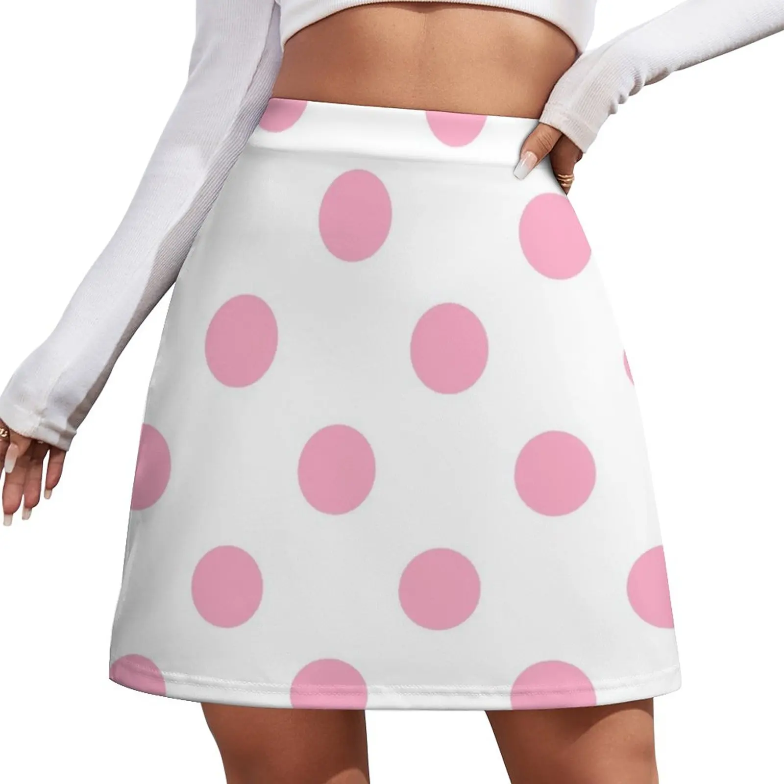 Pink Polka Dot Design on White - Pokerdots Mini Skirt shorts luxury clothes women