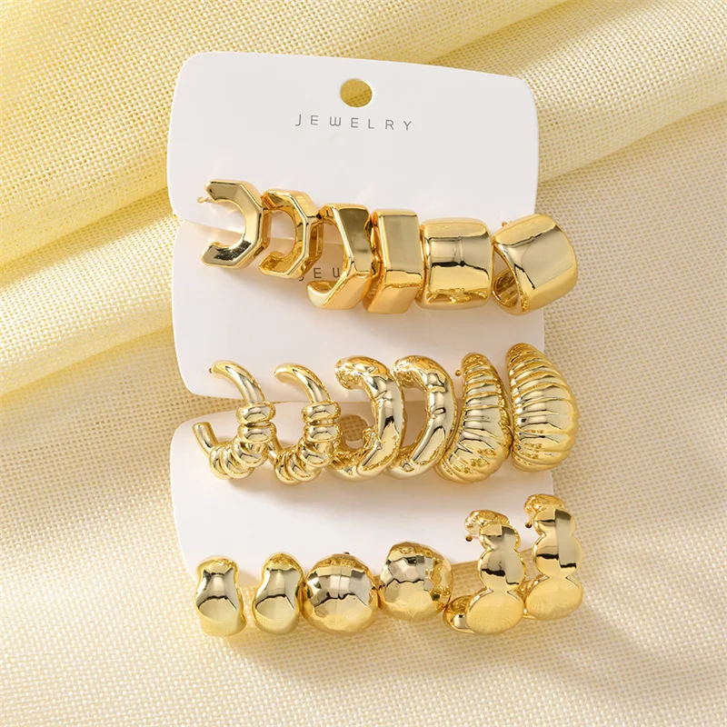 Fashion Stainless Steel C Type Water Drop Earrings Set For Women Lady Vintage Various Styles Metal Earrings Causal Daily Jewelry