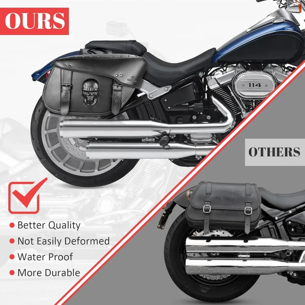 motorcycle saddlebags 32l large capacity pu leather side saddle bags waterproof hard saddle bags universal for harley honda yama