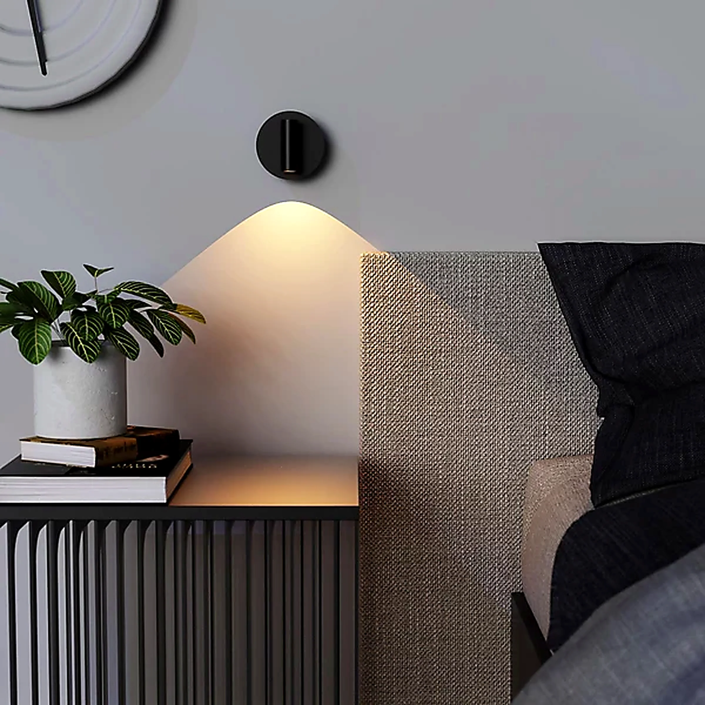 1/2 Pack Rechargeable Magnetic Wall Sconce, LED Wireless Reading Light with Touch Dimming Control and Adjustable Head for Bedroo