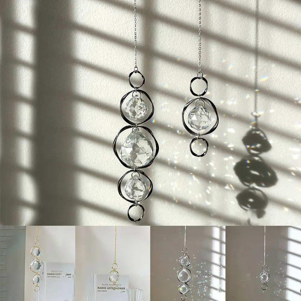 Crystal Glass Sun Catcher Accessories Curtains Embellishment Wind Chime Sunlight Refraction Gold Silver Rainbow Prisms Pendant
