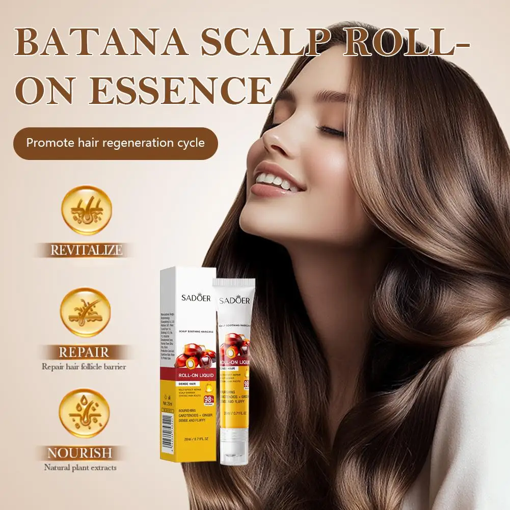 

20ML SADOER Fast Hair Growth Batana Oil Hair Growth Serum Anti Hair Loss Regrowth Thicken Baldness Nourish Roller Ball Root Hair