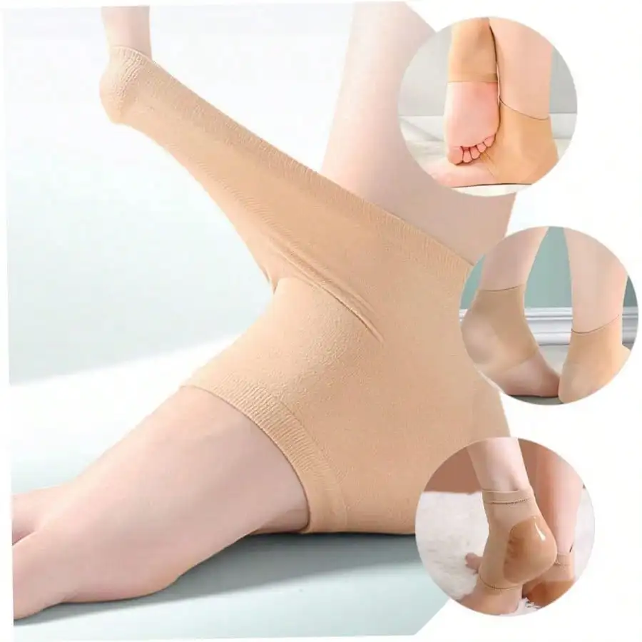 ひびの入った足用のオープントゥ通気性ジェルヒールソックス、男性用と女性用のアーチサポート、スウェットソックス、1ペア