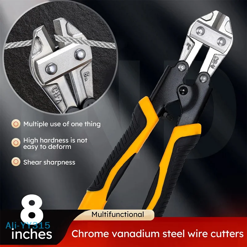 【Y】Bolt Cutter 8", Chain Lock Cutter Heavy Duty For Locks Screw Cutter Chain Link Fence Cutter Scissors Tools