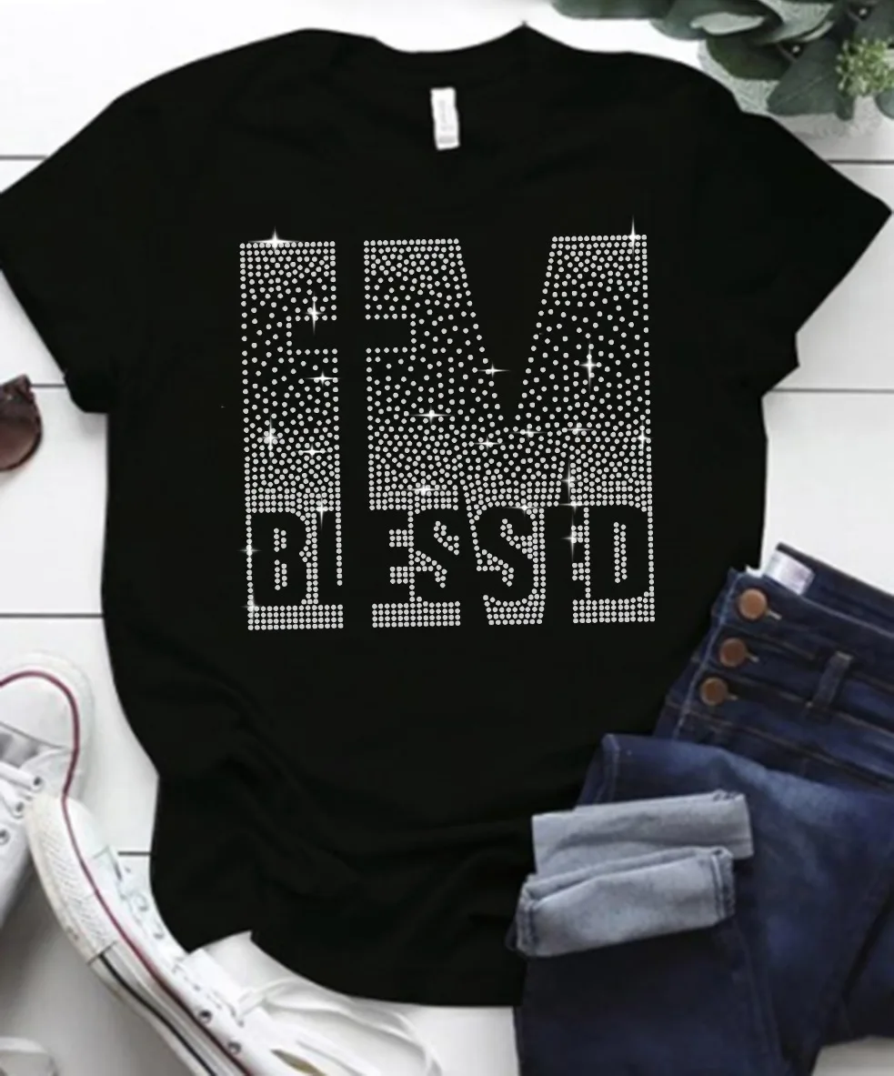 

Women's Short-Sleeved T-shirt Graphic Printed Rhinestone Round Neck Women's Clothes Fashionable Tops Summer