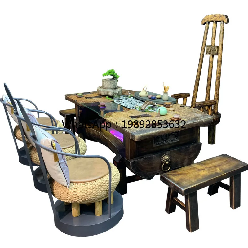 

LYY Solid Wood Circulating Bridge Water Flow Tea Table New Chinese Zen Tea Table Modern Chinese Fish Tank Creative Landscape