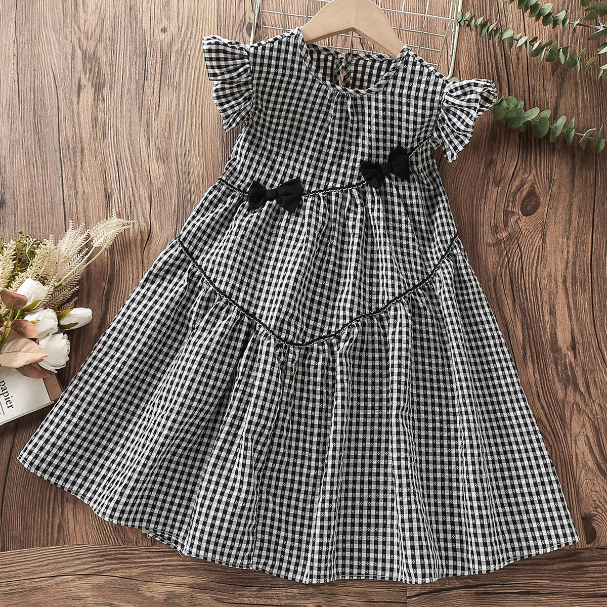 Kids Plaid Preppy Dresses for Girls Elegant Dress School Outfits Children Summer Clothes Teenagers Vestidos 4 5 6 8 10 12 Years