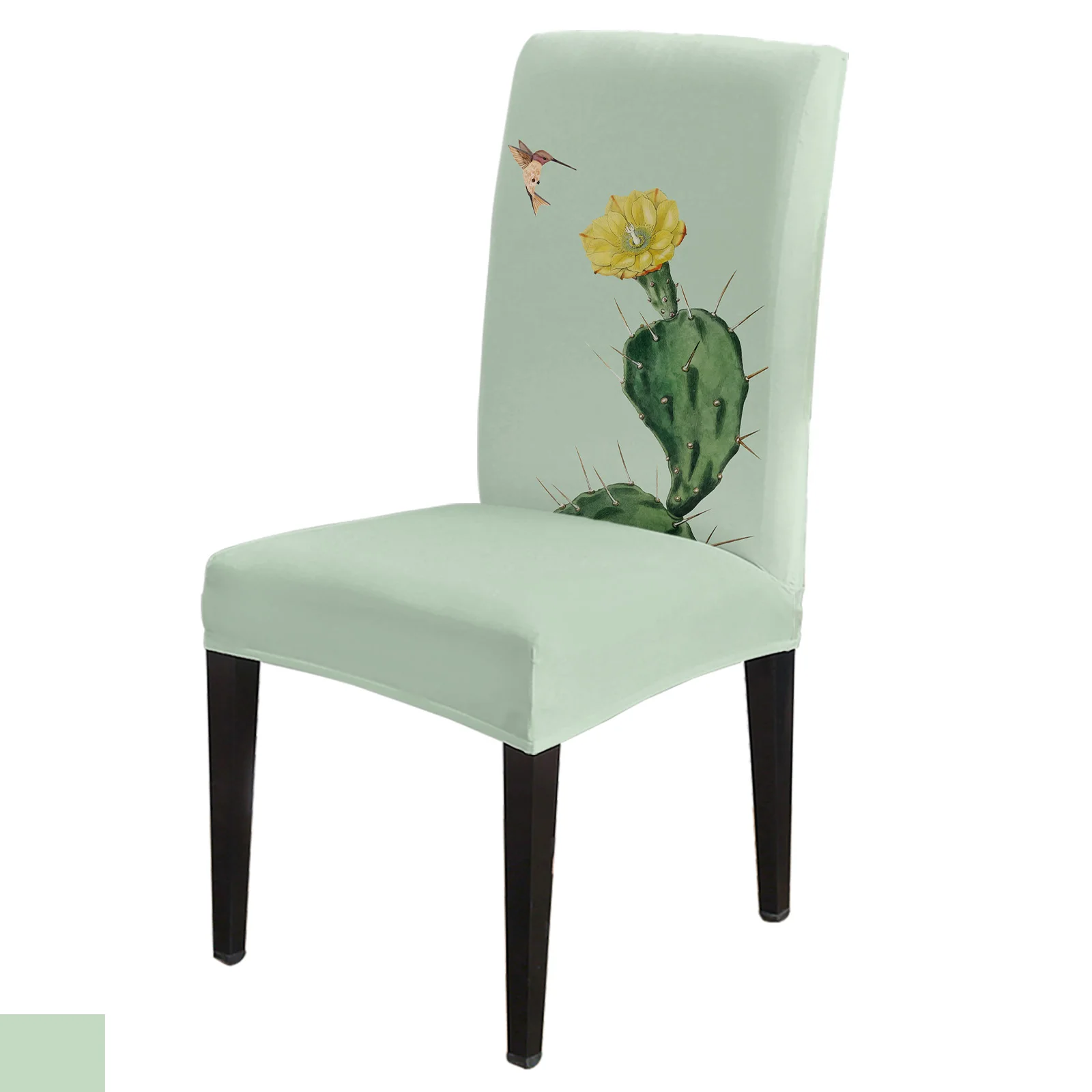 Cactus Yellow Flower Hummingbird Dining Chair Cover 4/6/8PCS Spandex Elastic Chair Slipcover Case for Wedding Home Dining Room