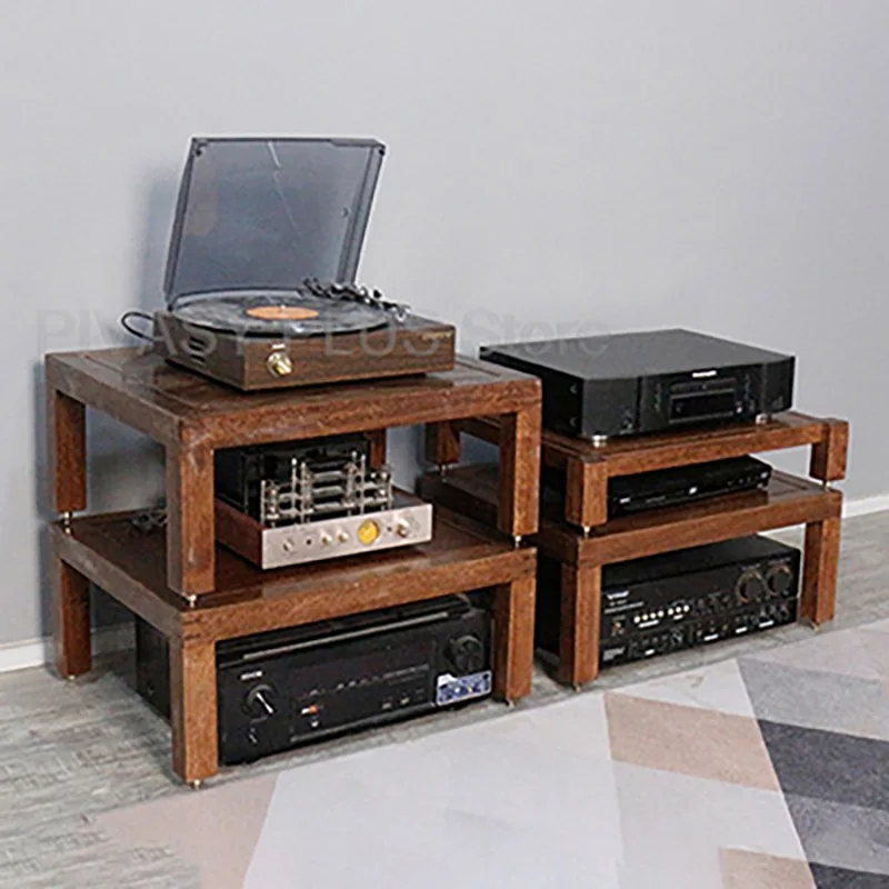 

1-3 Layer Audio Rack 4.5 Thick Amplifier Shelf 50kg Load Capacity AMP Storage Bracket Solid Wood Tenon Joint For Home Theather