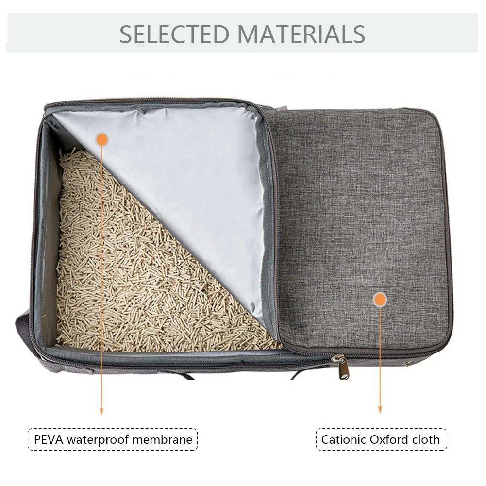 Foldable Car Pet Litter Boxes Oxford Cloth Rectangular Travel Cat Bedpans Portable Waterproof with Shovel Reusable Pet Supplies