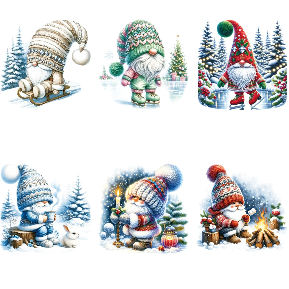 

Christmas Day Cute Santa Claus, Snowy Bonfire, Christmas Tree Pattern Heat Transfer Stickers DIY Heat Transfer Stickers