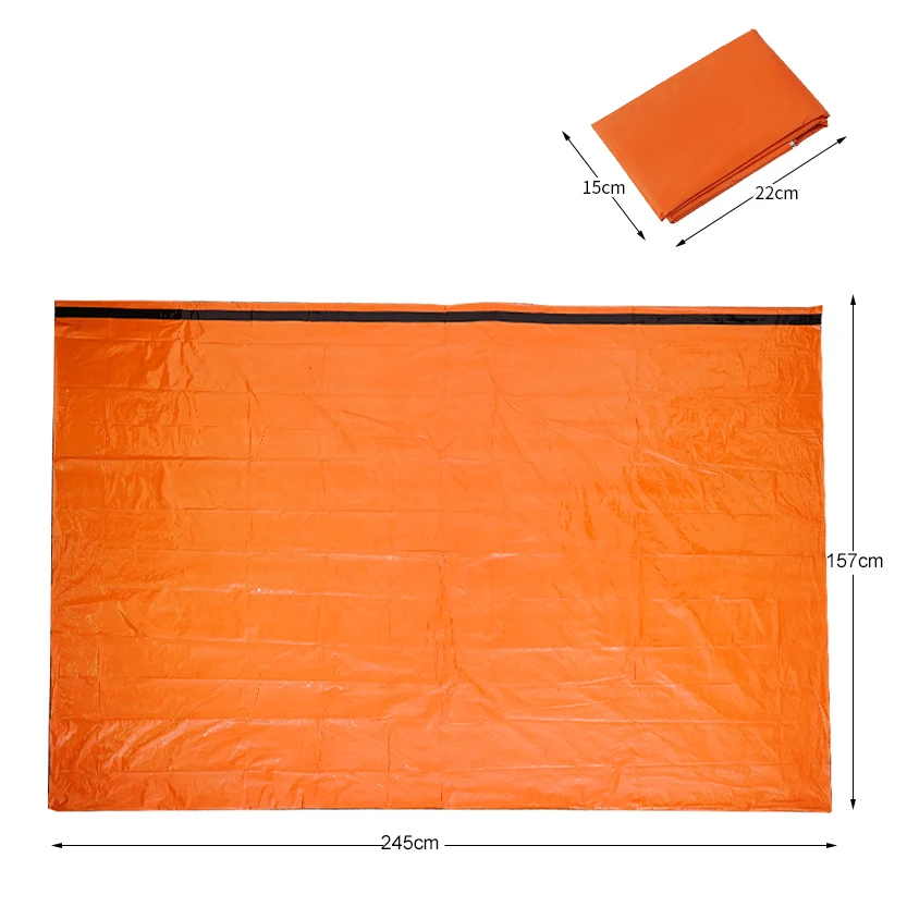 Emergency Survival Shelter Waterproof PE Survival Tent Survival Tarp for Outdoor Sports Hiking Camping Include Whistle Paracord