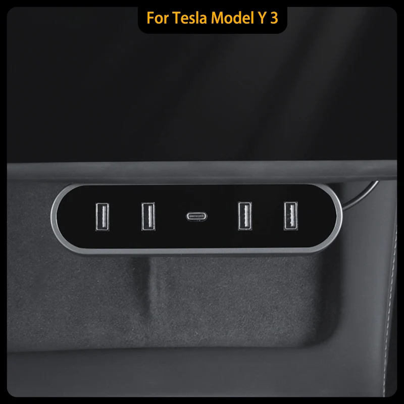 

For Tesla Model 3 Y 27W Quick Charger USB Shunt Hub Intelligent Fast Charging 4 in 1 Type-C Micro Model3 y Accessories