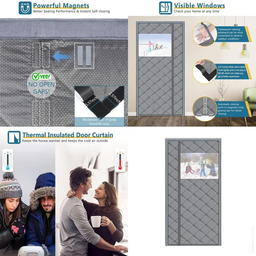 

Gray Durable Waterproof Door Curtain, 48 x 82, Sideway Open, Window, Insulated, Weatherproof, Noise Reduction