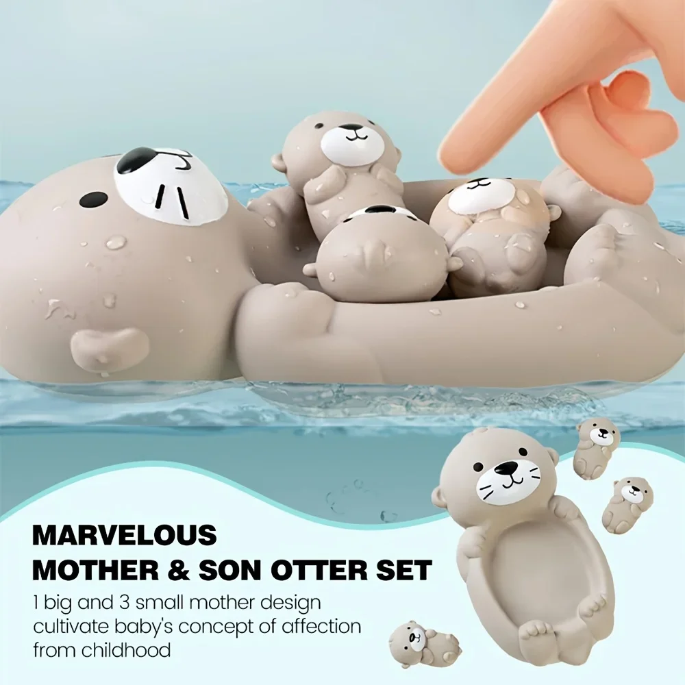 Salle de bain pour enfants, loutre animale flottante, jouet d'eau flottant scellé, jouets de bain pour bébé, ensemble de jouets de piscine pour enfants, canard de bain