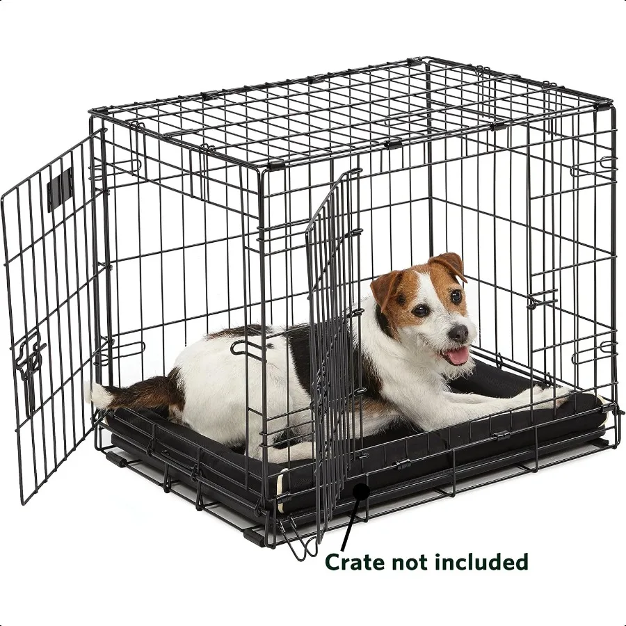 سرير كلب صغير من QuietTime MAXX فائق الحمراء مقاوم للرائحة والماء بحافة معززة من أسفل nSlip يناسب صناديق مقاس 24 بوصة باللون الأسود