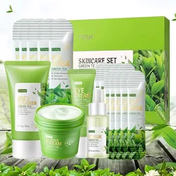 Green Tea Skin Care Sets Facial Cleanser Face Cream Serum Toner Sleeping Mud Masks Moisturizing Anti Aging Skin Care Gift Box