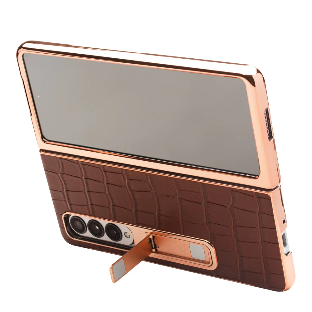 Qialino Case For Samsung Fold 4 Fall Proof Mobile Cover For Galaxy Z Fold4 Leather Protective Case Fashion Light Luxury Business