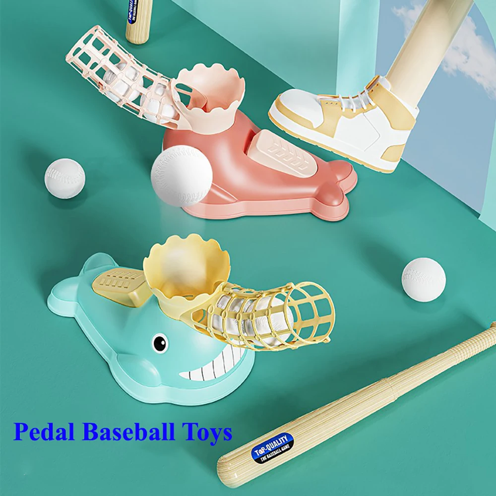 เด็กกลางแจ้ง Pitching Machine เบสบอล Catapult อัตโนมัติ Ball Machine ของเล่นแร็กเก็ตปฏิสัมพันธ์ระหว่างพ่อแม่และลูกเกมสนุกของขวัญ