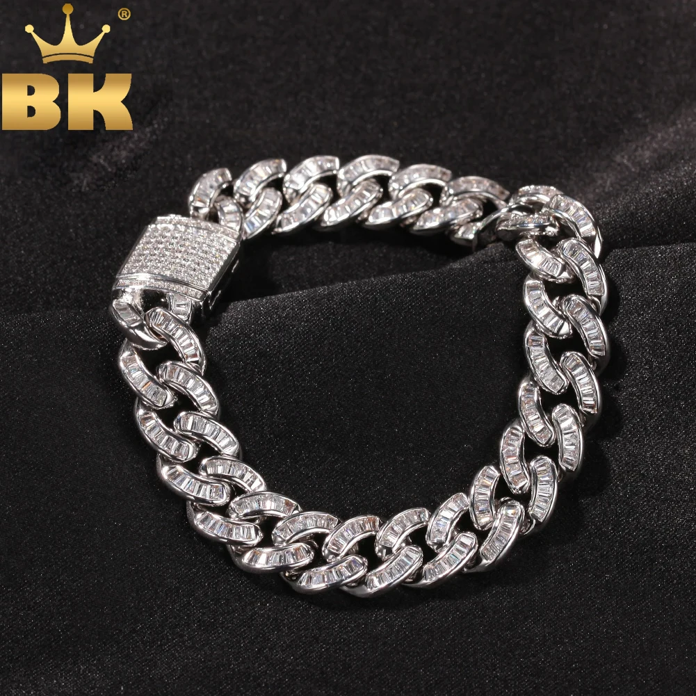 

TBTK Hiphop Miami Cuban link Chain Bracelet Bling Iced Out Baguettecz Bracelet Luxury Wrist Rapper Punk Jewelry For Gift