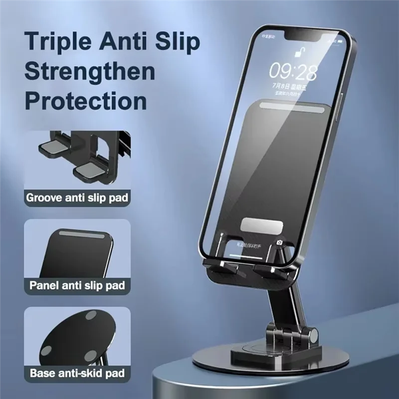 B50B-محمول 360 ° دوران حامل الهاتف اللوحي ارتفاع قابل للتعديل سطح المكتب كسول حامل ABS سبائك الألومنيوم قوس #3