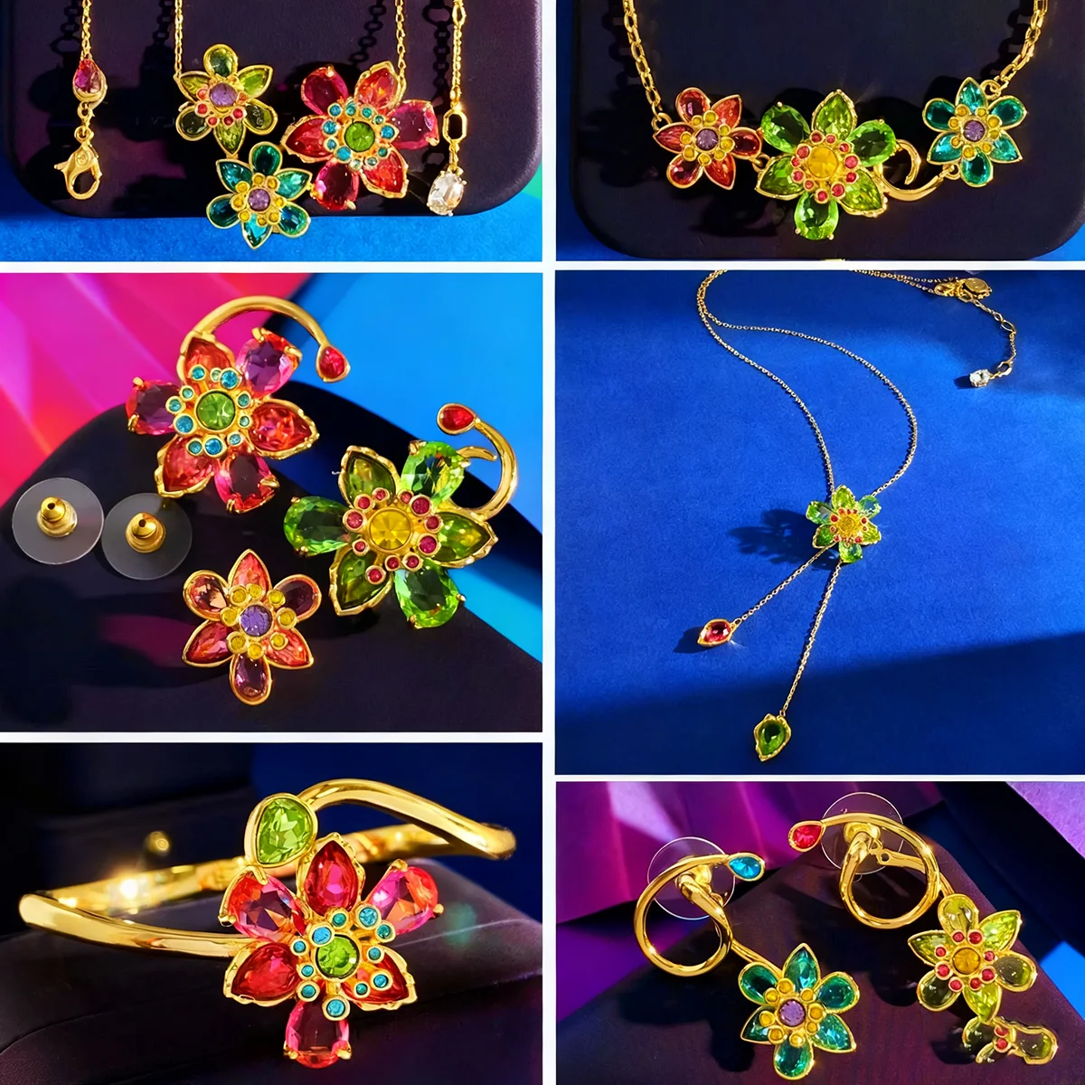 

Luxury Exquisite Flower Necklace Earrings Bracelet Adjustable Ring 2025 Original High-end Jewelry Set for Women Party Accessorie