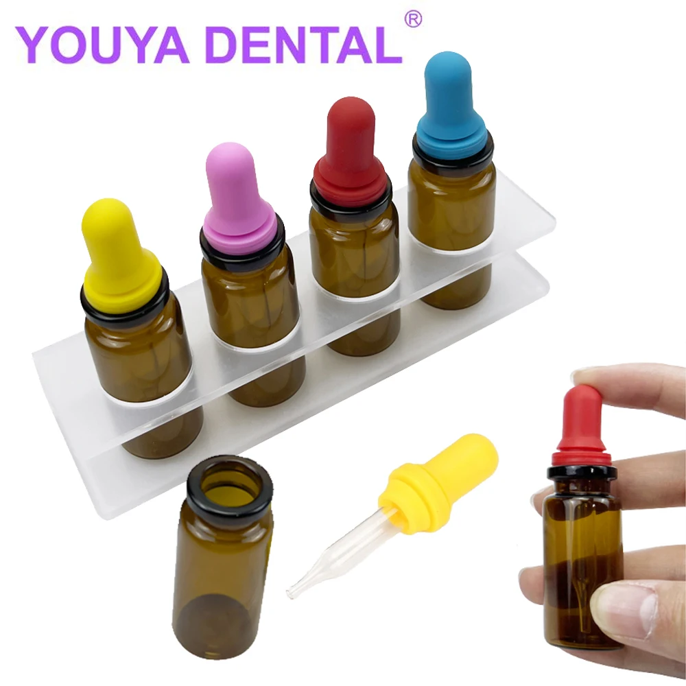 4Pcs/Set Leakproof Dental Clinic Liquid Drop Bottle Empty Amber Glass Dropper Bottle Dentistry Tincture Dispensing Drop Bottles