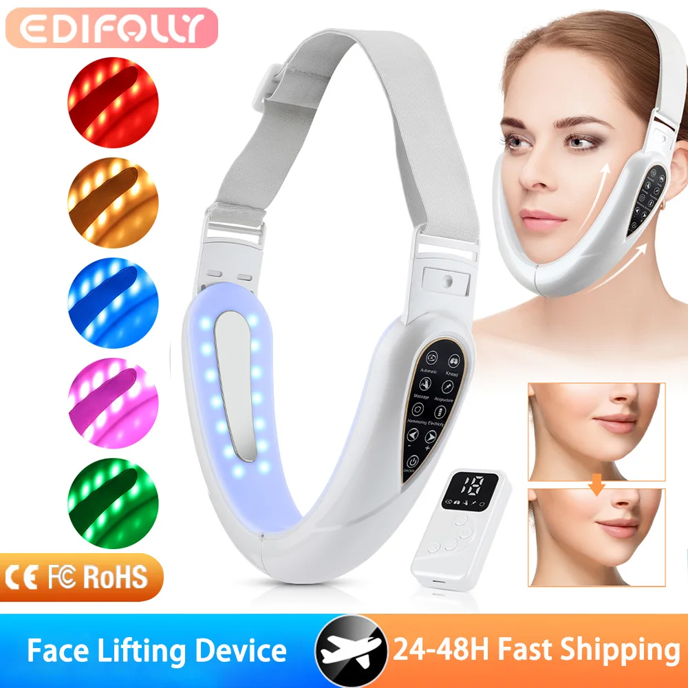 EMS جهاز رفع الوجه LED الفوتون العلاج الوجه التخسيس عشرات نبض مدلك إزالة الذقن المزدوجة الخامس الوجه على شكل حزام رفع الخد #1