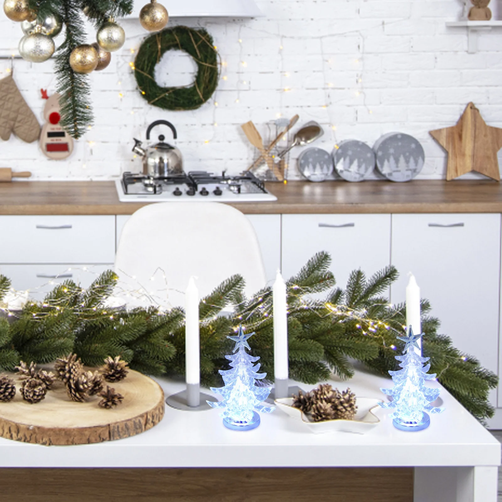 

2Pcs Christmas Tree Night Lamp Light Xmas Decoration Bedroom Living Room Office Party Table Lamp