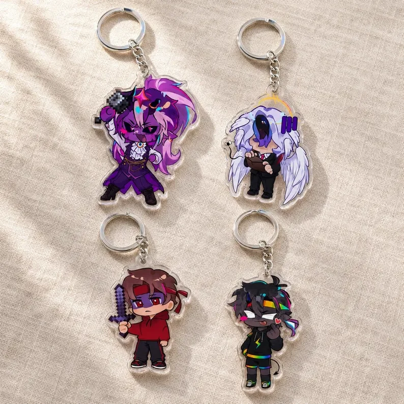 Cute Voxel Game Style Acrylic Keychain Cartoon Character Backpack Pendant Bag Charm Gift for Gaming Fans