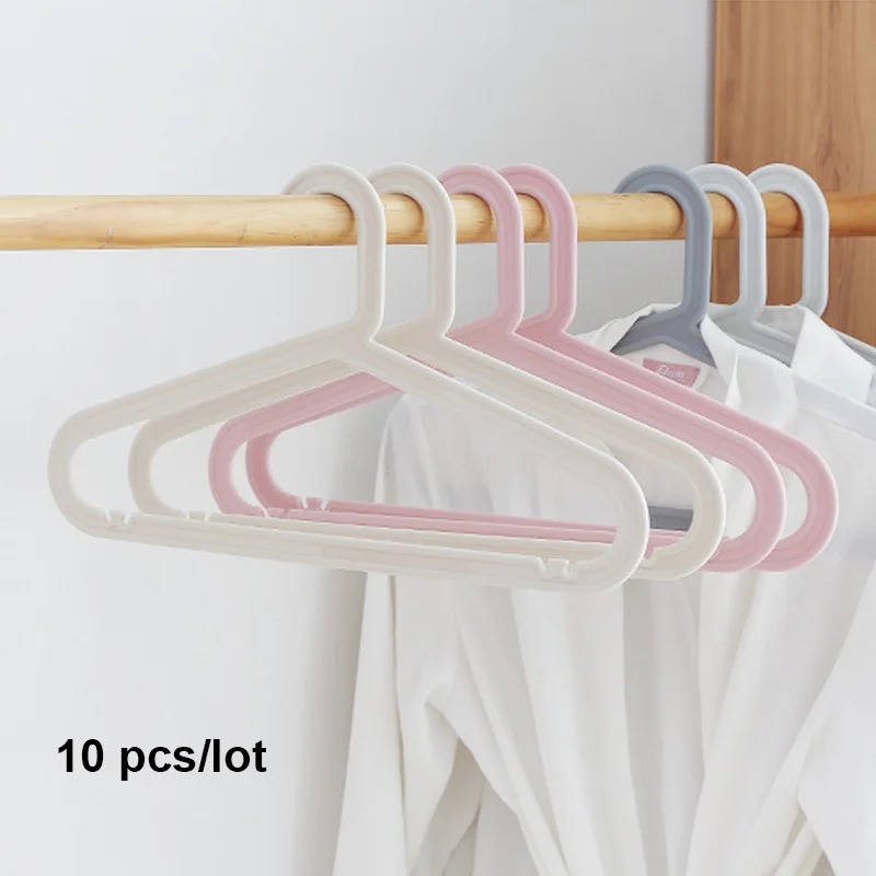 

10PCS Japanese Style Light And Traceless Clothes Storage Hanger Plastic Clothes Hanging Hanger Dry Wet Available Can Wholesale