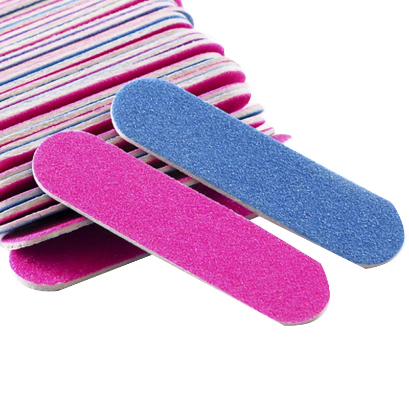 100Pcs Nail Files Double Color Wooden Mini Buffer Sanding 180/240 Disposable Manicure Tools