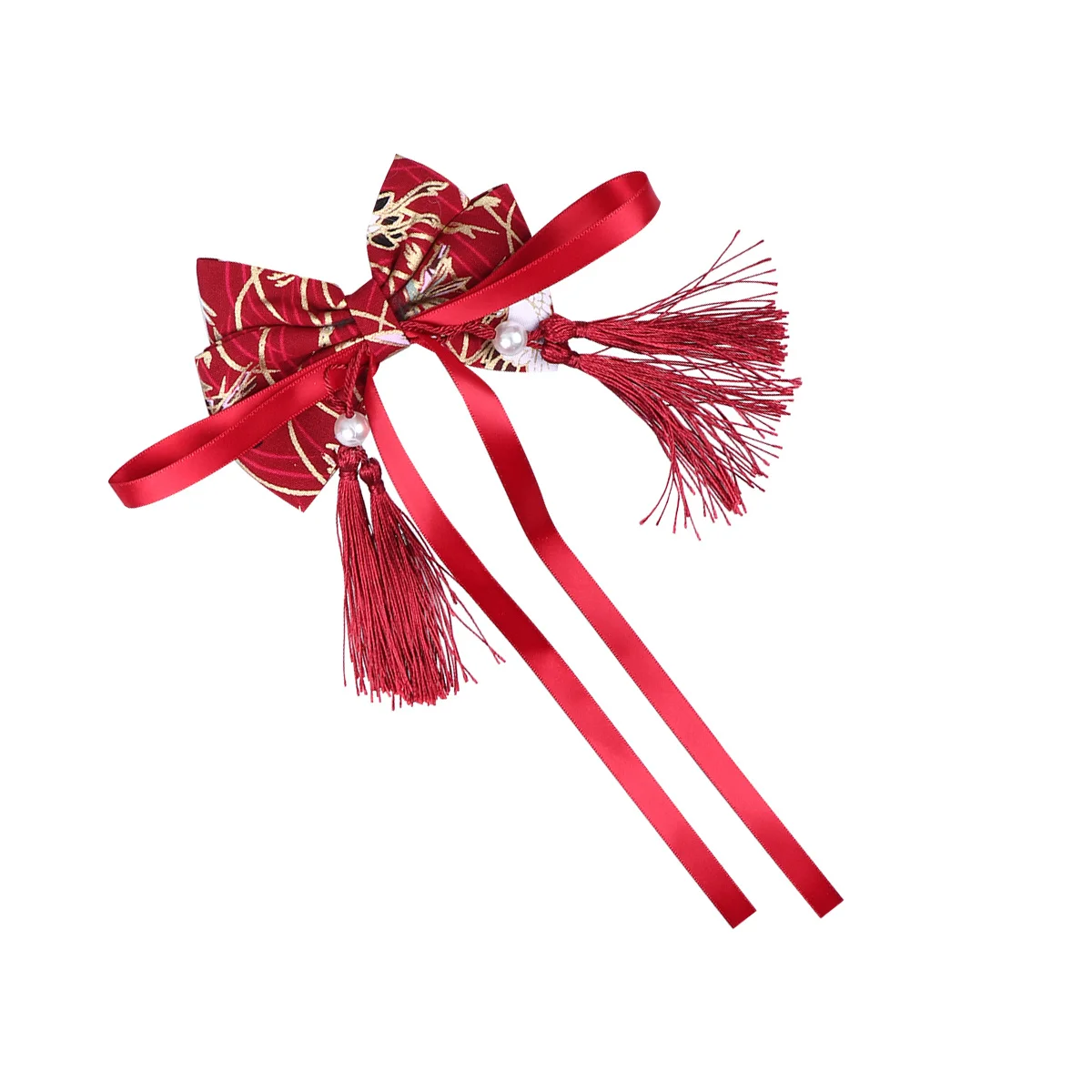 النمط الصيني مشبك شعر Bowknot تصميم غطاء الرأس احتفالي للفتيات السنة الجديدة دبوس الشعر اكسسوارات شرابة ديكور عطلة هدية اللعب