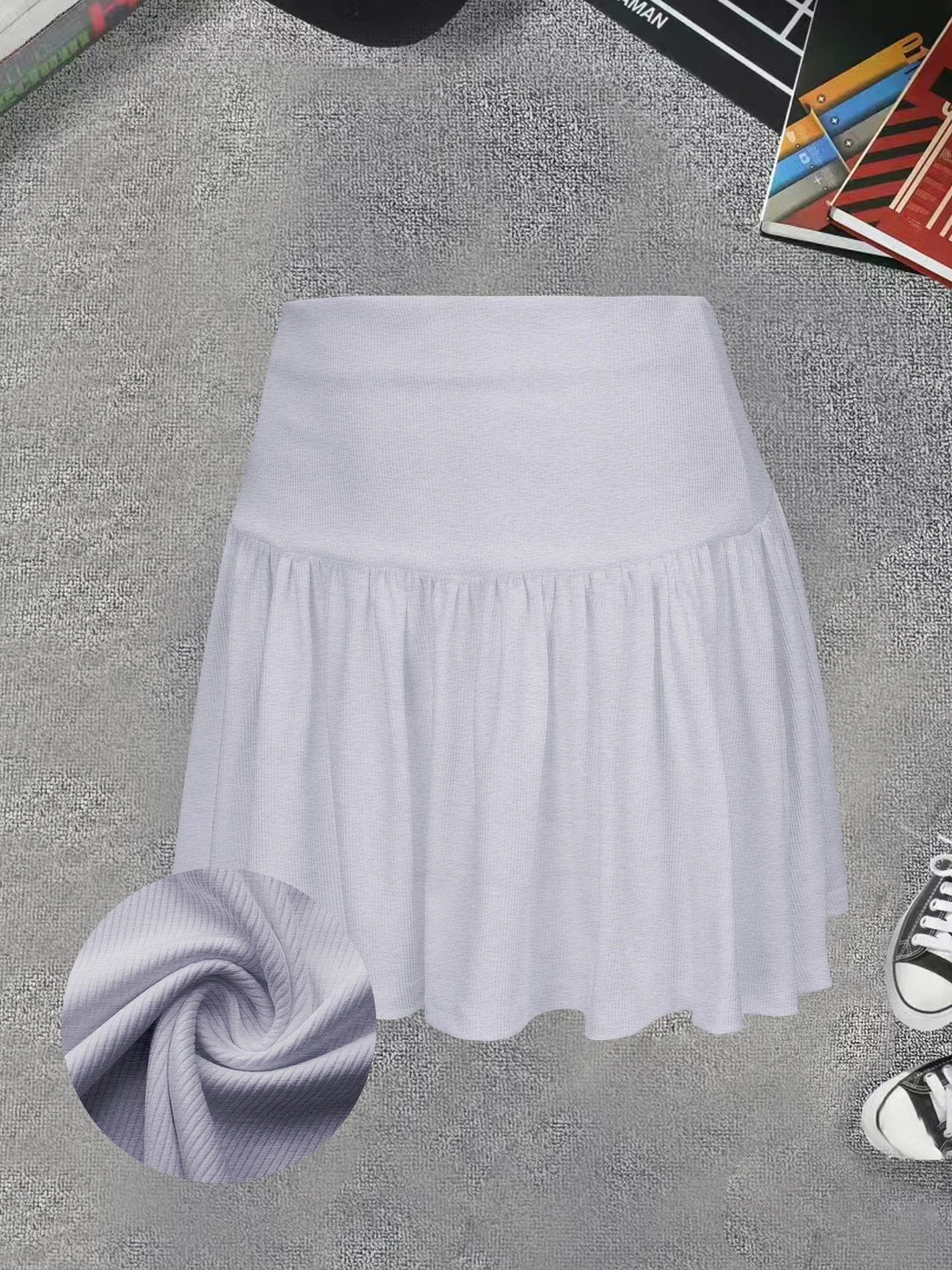 Eleganter, hochtaillierter, einfarbiger Strick-Minirock, dehnbar, lässig, vielseitig, für Arbeit, Pendeln und Alltag geeignet, kurzer Rock. – Detail 26