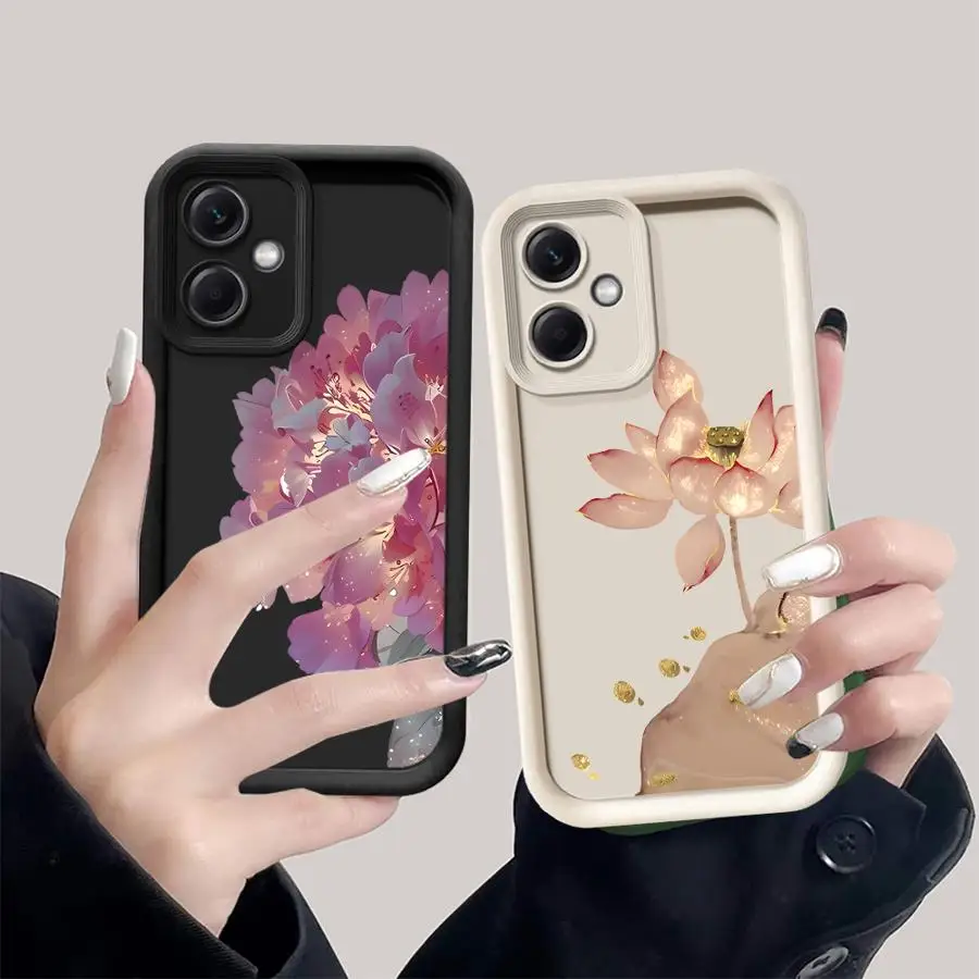 حافظة هاتف لهاتف Xiaomi Redmi 12 A3 A4 13 A1 A2 Plus غطاء ناعم بنمط اللوتس الكرتوني