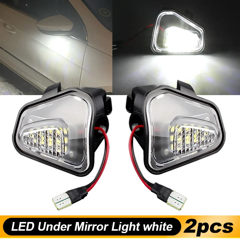 2PCS For VW Passat B7 CC Scirocco Jetta MK6 EOS Beetle R LED Side Rearview Mirror Floor Ground Lamp Puddle Welcome Light