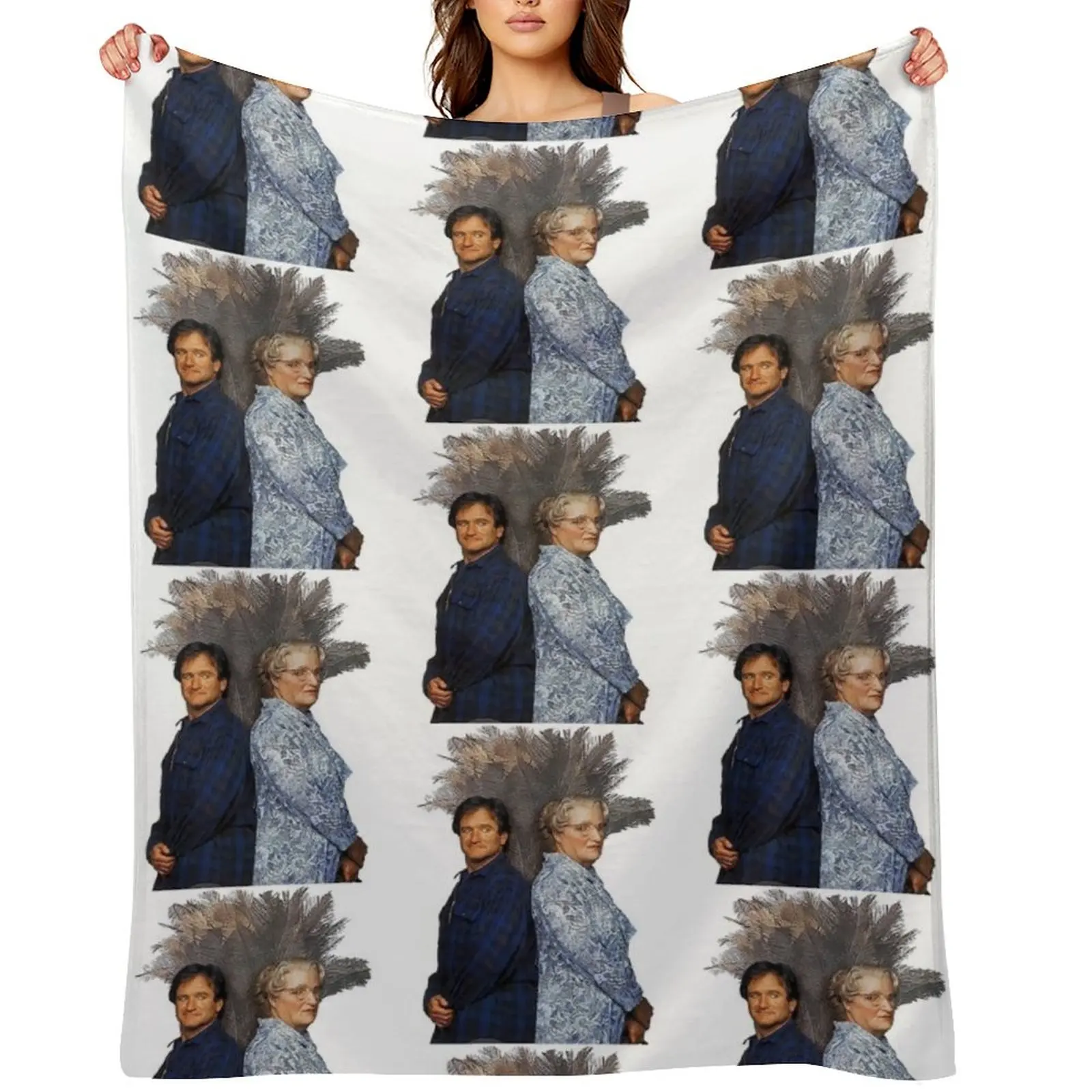 

Robin Williams Mrs Doubtfire Funny Poster Men_s Basic Short Sleeve T-Shirt Throw Blanket Giant Sofa Fashion Sofas Blankets