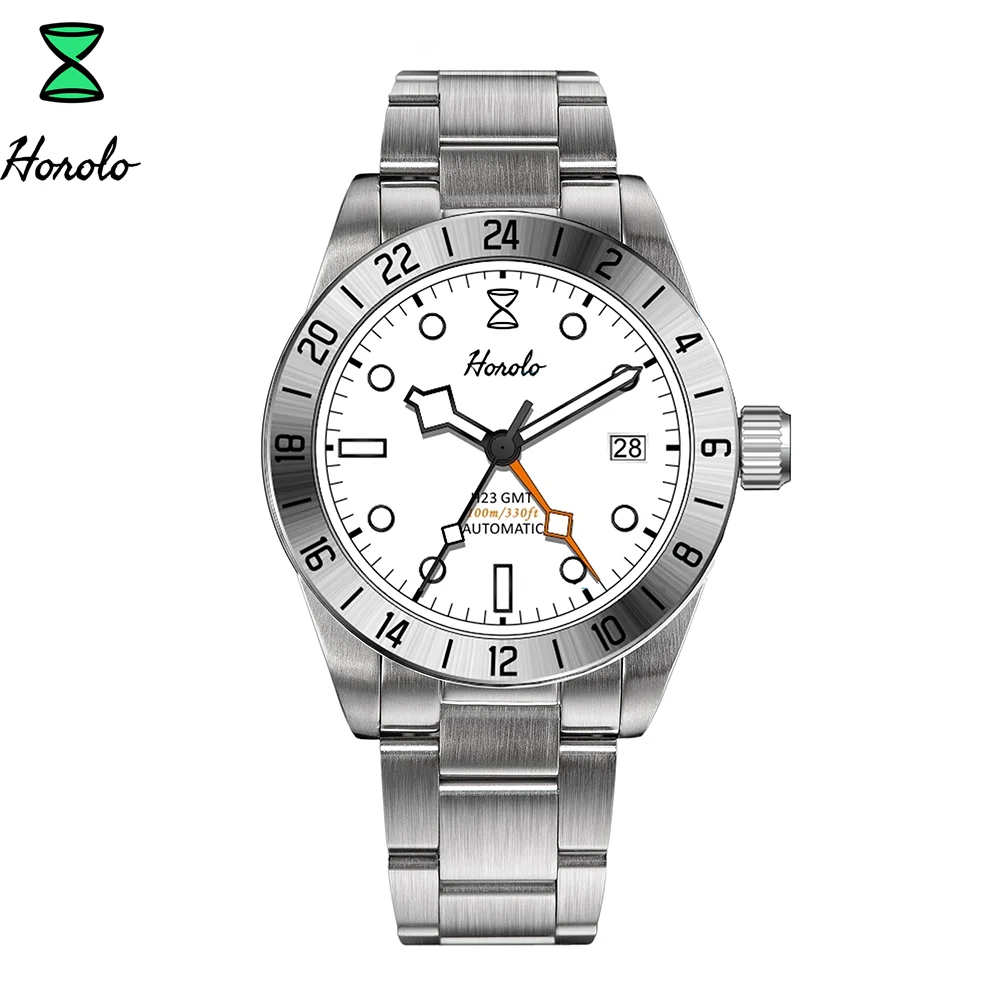 

Horolo Luxury Stainless Steel 316L Water Resistance Luminous GMT Japan Seiko NH34 Automatic Movement Mechanical Man's Watch