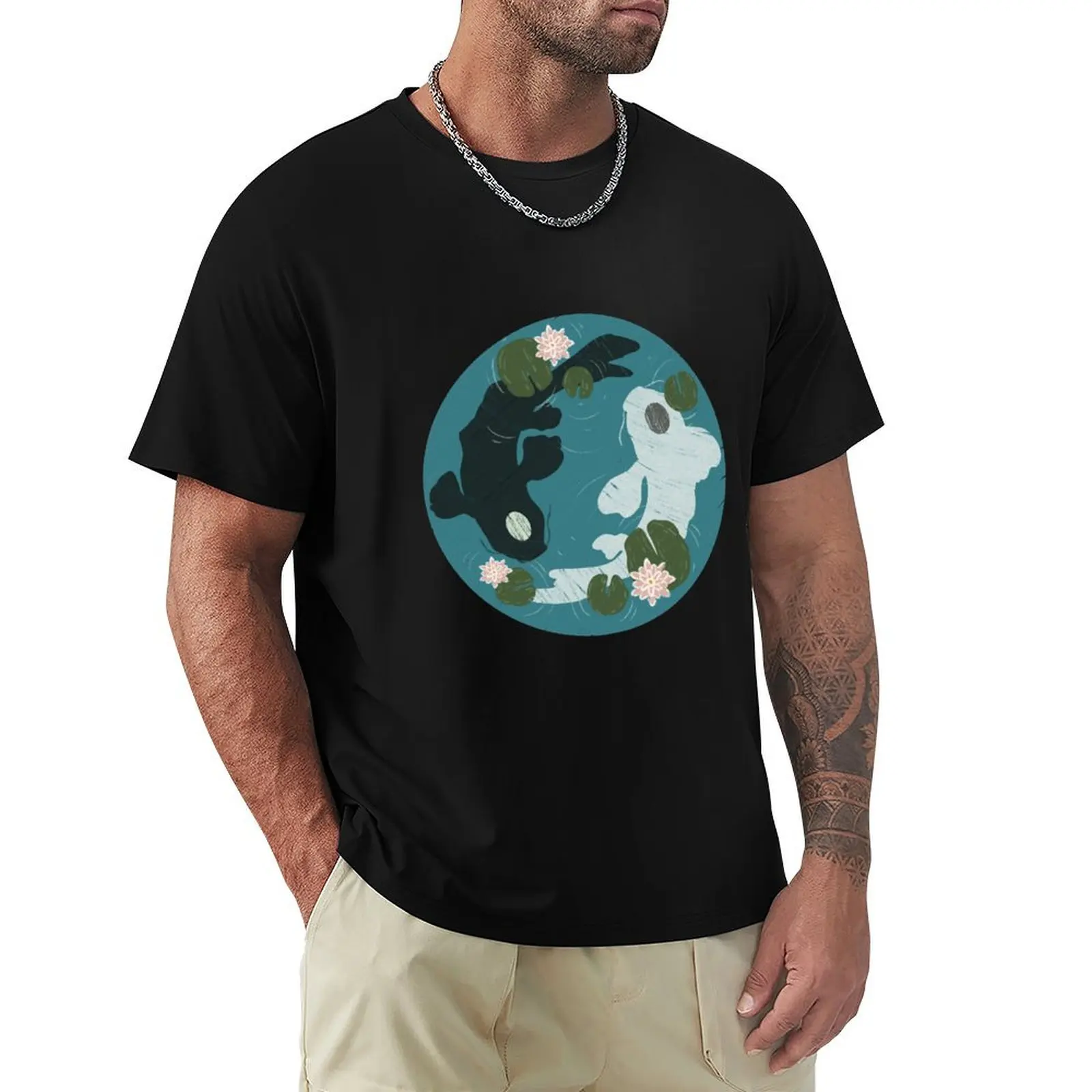 Yin Yang Koi Fish Pond T-Shirt anime figures cheap stuff men clothes