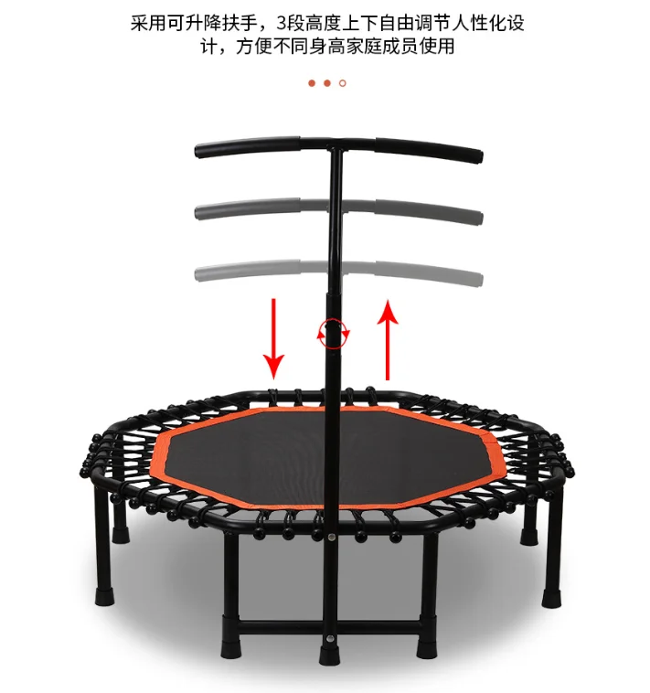 High Specification Professional Gym Home Indoor Mini Fitness Adults Sports Hexagon Trampoline with Handrail for Children Sales