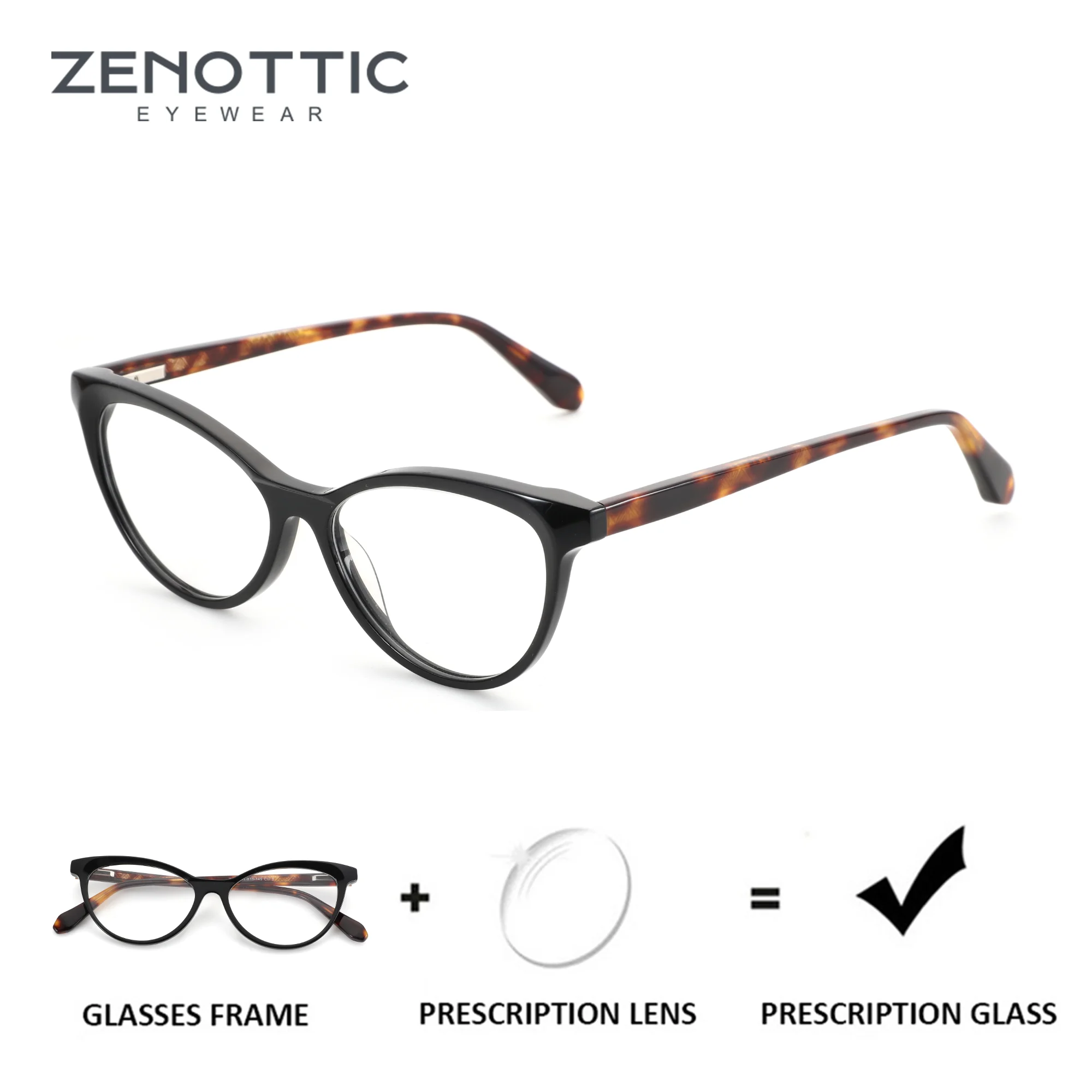 

ZENOTTIC（S Size）Handmade Acetate Cat Eye Graduated Progressive Multifocal Glasses Stylish Myopia Photochromic Lenses Woman