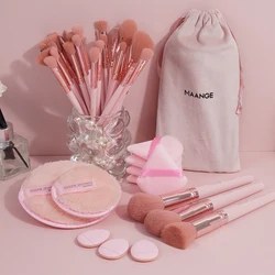 MAANGE 40PCS Makeup Tools Kit 30PCS Foundation Concealer Eyeshadow Makeup Brush Blending wih Powder Puff Makeup Cleansing Sponge