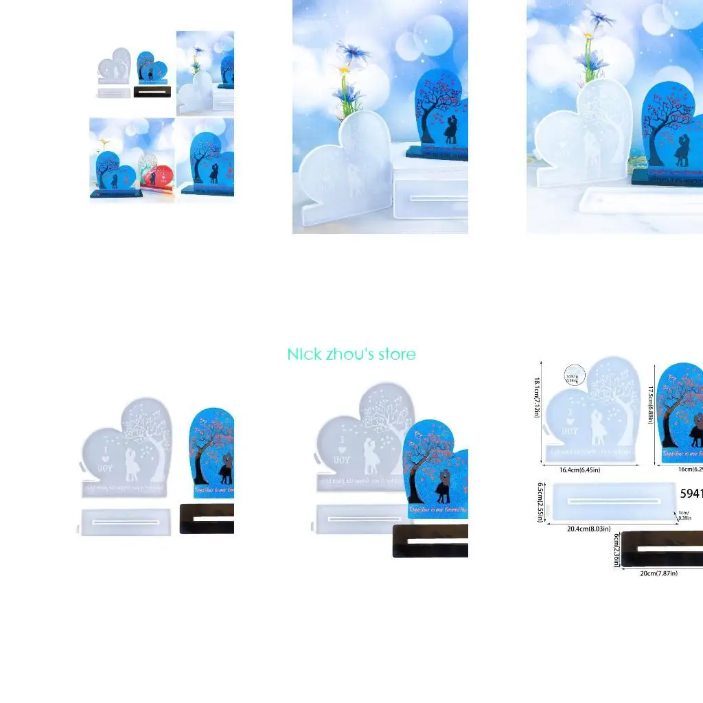 

E15E Practical Silicone Mold for Making Heart Couple shaped Decorations Ornaments