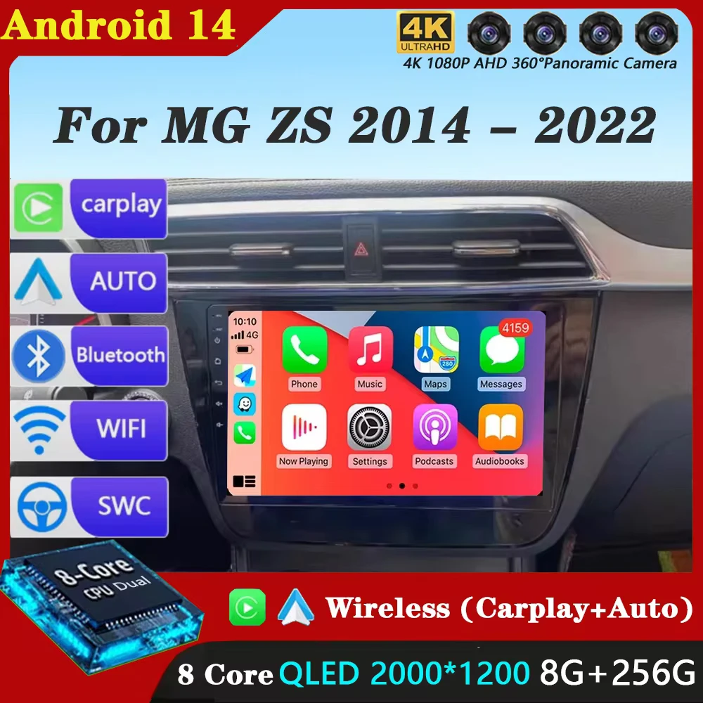 

Android 14 Carplay For MG ZS 2014 - 2022 Car Radio Multimedia Video Player Stereo BT WIFI 4G+WIFI GPS Navigation DVD Head Unit