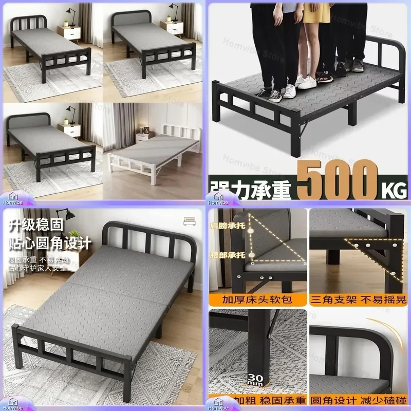 for Rollaway Bed Dormitory Iron Frame Household Adult Rental Simple Single Bed Office Lunch Break Folding Iron Bed