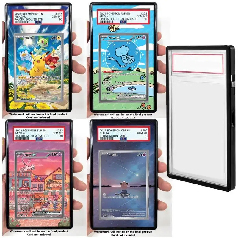 Estuche de exposición acrílico para tarjeta Mew Jigglypuff Qikachu, tarjeta de colección de arte extendida, estante de exhibición Psa, caja de almacenamiento sin tarjeta
