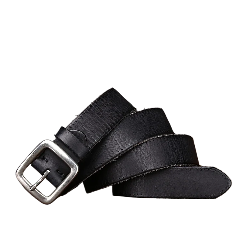 Vintage Distressed Versatile Men's Belt, Genuine Top-grain Leather Casual Workwear Denim Waist Belt